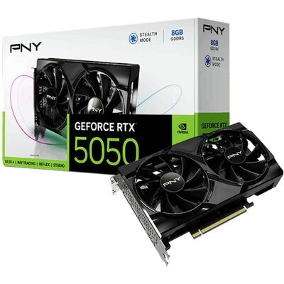 PNY GeForce RTX5050 8 GB DDR6 Dual -Lüfter (8 Go, GDDR6), Carte graphique, Noir PNY GeForce RTX5050 8 GB DDR6 Dual -Lüfter (8 Go, GDDR6), Carte graphique, Noir
