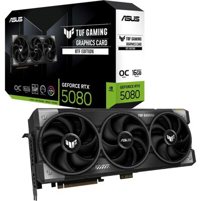 Asus TUF Gaming GeForce RTX 5080 BTF OC Edition (16 Go, GDDR7), Carte graphique, Gris, Noir Asus TUF Gaming GeForce RTX 5080 BTF OC Edition (16 Go, GDDR7), Carte graphique, Gris, Noir