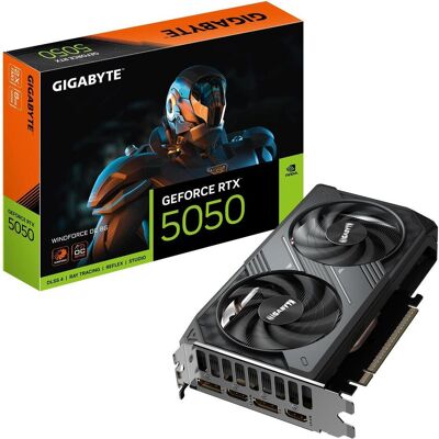 Gigabyte GeForce RTX 5050 WINDFORCE OC (8 Go, GDDR6), Carte graphique, Noir Gigabyte GeForce RTX 5050 WINDFORCE OC (8 Go, GDDR6), Carte graphique, Noir