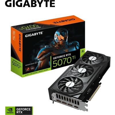 Gigabyte GeForce RTX 5070 Ti WINDFORCE OC V2 (16 Go, GDDR7), Carte graphique, Noir Gigabyte GeForce RTX 5070 Ti WINDFORCE OC V2 (16 Go, GDDR7), Carte graphique, Noir