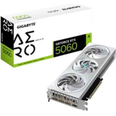 Gigabyte GeForce RTX 5060 Aero OC (8 Go, GDDR7), Carte graphique, Blanc Gigabyte GeForce RTX 5060 Aero OC (8 Go, GDDR7), Carte graphique, Blanc