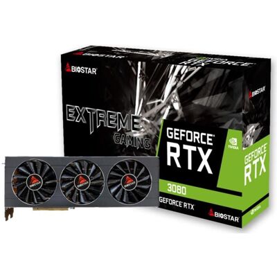 Biostar GeForce RTX 3080 (10 Go, GDDR6X), Carte graphique, Noir Biostar GeForce RTX 3080 (10 Go, GDDR6X), Carte graphique, Noir