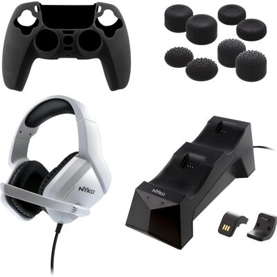 Nyko Deluxe Master Pak for PlayStation 5 Spiele-Controllerzusatz (PS5), Manette : accessoires, Blanc, Noir Nyko Deluxe Master Pak for PlayStation 5 Spiele-Controllerzusatz (PS5), Manette : accessoires, Blanc, Noir