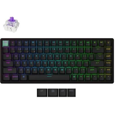 Keychron K2 HE Swappable RGB Backlight Aluminum Nebula Switch ISO Layout Italian - Black (ABS Caps) (IT, Filaire, Sans fil), Clavier, Noir Keychron K2 HE Swappable RGB Backlight Aluminum Nebula Switch ISO Layout Italian - Black (ABS Caps) (IT, Filaire, Sans fil), Clavier, Noir