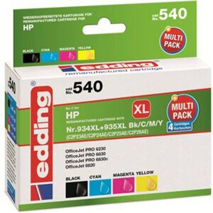 Edding, Cartouche d'impression, Cartouche d'encre remplace la cartouche Multi. No.934/935XL BK/C/Y/M Compatible Combi Pack Black (C, CF, M, Y) Edding, Cartouche d'impression, Cartouche d'encre remplace la cartouche Multi. No.934/935XL BK/C/Y/M Compatible Combi Pack Black (C, CF, M, Y)