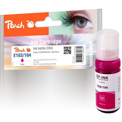 Peach, Cartouche d'impression, Encre Epson 104 (C13T00P340) magenta (M) Peach, Cartouche d'impression, Encre Epson 104 (C13T00P340) magenta (M)