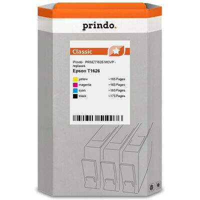 Prindo, Cartouche d'impression, Classic Multipack Noir(e) / Cyan / Magenta / Jaune (PRSET1626 MCVP) (C, M) Prindo, Cartouche d'impression, Classic Multipack Noir(e) / Cyan / Magenta / Jaune (PRSET1626 MCVP) (C, M)