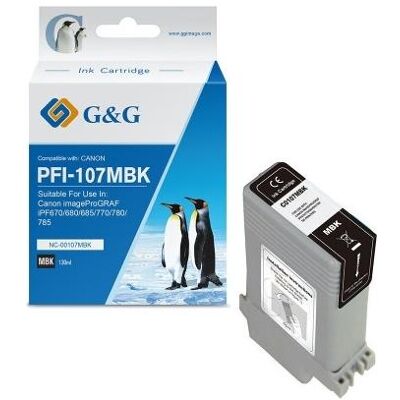 G&G, Cartouche d'impression, Tinte komp. mit Canon PFI-107MBK/ 6704B001 Matt-Schwarz (MBK) G&G, Cartouche d'impression, Tinte komp. mit Canon PFI-107MBK/ 6704B001 Matt-Schwarz (MBK)