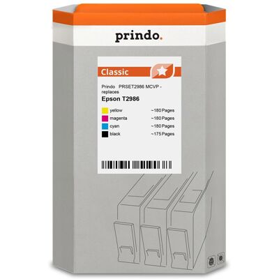 Prindo, Cartouche d'impression, Classic Multipack Noir(e) / Cyan / Magenta / Jaune (PRSET2986 MCVP) Prindo, Cartouche d'impression, Classic Multipack Noir(e) / Cyan / Magenta / Jaune (PRSET2986 MCVP)