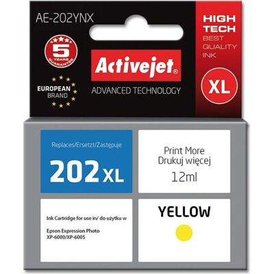 Activejet, Cartouche d'impression, AE-202YNX - Compatible - Encre à base de colorant - jaune - Epson - pack individuel (Y) Activejet, Cartouche d'impression, AE-202YNX - Compatible - Encre à base de colorant - jaune - Epson - pack individuel (Y)
