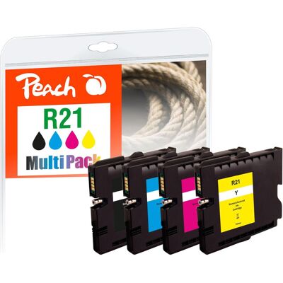 Peach, Cartouche d'impression, Cartouches d'encre économiques compatibles avec Ricoh GC21 (C, CF, M, Y) Peach, Cartouche d'impression, Cartouches d'encre économiques compatibles avec Ricoh GC21 (C, CF, M, Y)