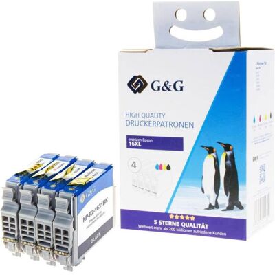 G&G, Cartouche d'impression, Cartouches d'impression XL compatibles avec Epson 16XL/T1636 1x noir cyan magenta chacune (C, CF, M, Y) G&G, Cartouche d'impression, Cartouches d'impression XL compatibles avec Epson 16XL/T1636 1x noir cyan magenta chacune (C, CF, M, Y)