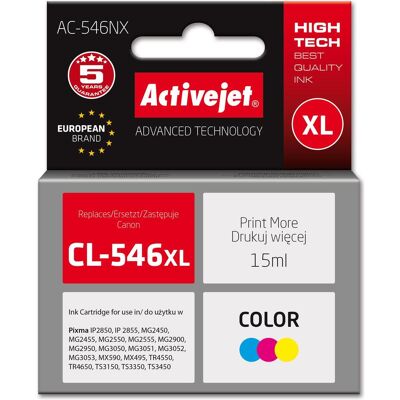 Activejet, Cartouche d'impression, AC-546NX Encre d'impression pour Canon, encre de rechange Canon CL-546XL Supreme 15 ml Far Activejet, Cartouche d'impression, AC-546NX Encre d'impression pour Canon, encre de rechange Canon CL-546XL Supreme 15 ml Far