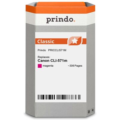 Prindo, Cartouche d'impression, Compatible avec Canon CLI-571m (M) Prindo, Cartouche d'impression, Compatible avec Canon CLI-571m (M)