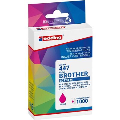 Edding, Cartouche d'impression, EDD-447 Cartouche magenta compatible avec brother LC-123M (M) Edding, Cartouche d'impression, EDD-447 Cartouche magenta compatible avec brother LC-123M (M)