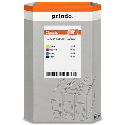 Prindo, Cartouche d'impression, Compatible avec Canon CLI-521 /// (C, CF, M, Y) Prindo, Cartouche d'impression, Compatible avec Canon CLI-521 /// (C, CF, M, Y)