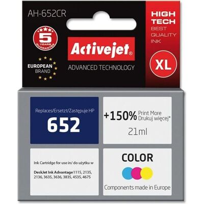 Activejet, Cartouche d'impression, AH-652CR Cartouche(s) d'impression Compatible Rendement élevé (XL) (C, M, Y) Activejet, Cartouche d'impression, AH-652CR Cartouche(s) d'impression Compatible Rendement élevé (XL) (C, M, Y)