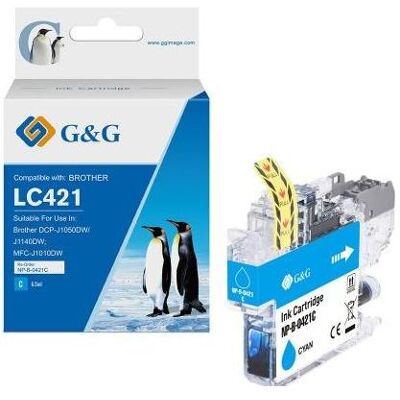 G&G, Cartouche d'impression, Tinte kompatibel mit Brother LC421C (200 Seiten) Cyan (C) G&G, Cartouche d'impression, Tinte kompatibel mit Brother LC421C (200 Seiten) Cyan (C)