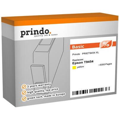 Prindo, Cartouche d'impression, compatible avec Epson T9454 (Y) Prindo, Cartouche d'impression, compatible avec Epson T9454 (Y)