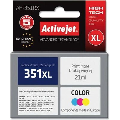Activejet, Cartouche d'impression, pour Hewlett Packard No.351XL CB338EE (C, M, Y) Activejet, Cartouche d'impression, pour Hewlett Packard No.351XL CB338EE (C, M, Y)