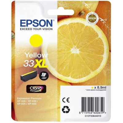 Epson Cartouche d'impression, Sglpck Jaune 33xl Prem.Ink (Y) Epson Cartouche d'impression, Sglpck Jaune 33xl Prem.Ink (Y)
