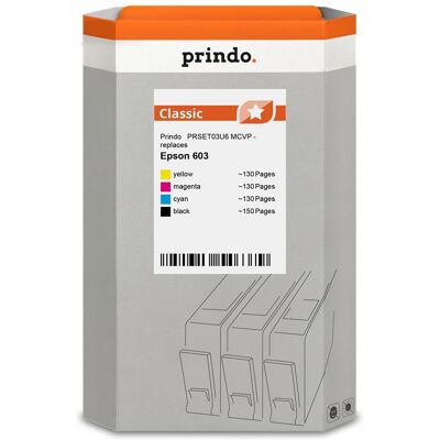 Prindo, Cartouche d'impression, Classic Multipack Noir(e) / Cyan / Magenta / Jaune (PRSET03U6 MCVP) (C, CF, M, Y) Prindo, Cartouche d'impression, Classic Multipack Noir(e) / Cyan / Magenta / Jaune (PRSET03U6 MCVP) (C, CF, M, Y)