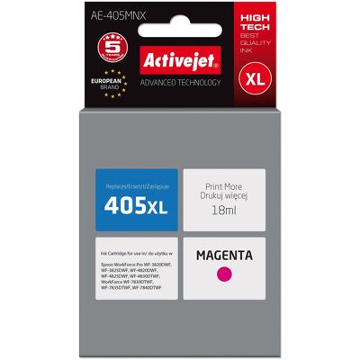 Activejet, Cartouche d'impression, AE-405MNX encre de remplacement Epson 405XL C13T05H34010 Compatiable 18ml (M) Activejet, Cartouche d'impression, AE-405MNX encre de remplacement Epson 405XL C13T05H34010 Compatiable 18ml (M)