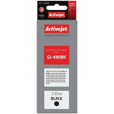 Activejet, Cartouche d'impression, AC-G490Bk - Compatible - Encre à base de pigments - Noir - Canon - Canon PIXMA : (CF) Activejet, Cartouche d'impression, AC-G490Bk - Compatible - Encre à base de pigments - Noir - Canon - Canon PIXMA : (CF)