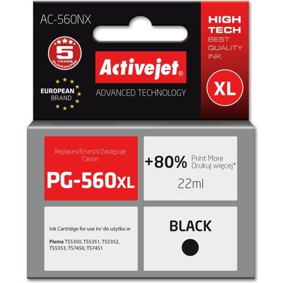 Activejet, Cartouche d'impression, AC-560NX Encre d'impression pour Brother Remplacement de Canon PG-560XL Supreme 22 ml noir (CF) Activejet, Cartouche d'impression, AC-560NX Encre d'impression pour Brother Remplacement de Canon PG-560XL Supreme 22 ml noir (CF)
