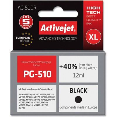 Activejet, Cartouche d'impression, AC-510R - Compatible - Encre à base de pigments - noire - Canon - Bloc simple (CF) Activejet, Cartouche d'impression, AC-510R - Compatible - Encre à base de pigments - noire - Canon - Bloc simple (CF)