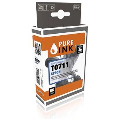 Pure Ink, Cartouche d'impression, EPST0711BK PI EPSON T0711 DX Encre noire rebuilt 245pages Puce 7,4ml (CF) Pure Ink, Cartouche d'impression, EPST0711BK PI EPSON T0711 DX Encre noire rebuilt 245pages Puce 7,4ml (CF)