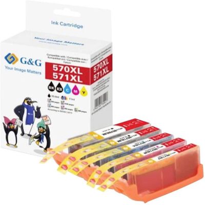 G&G, Cartouche d'impression, Pack combiné compatible Canon PGI-570XL/CLI-571XL (C, CF, M, Y) G&G, Cartouche d'impression, Pack combiné compatible Canon PGI-570XL/CLI-571XL (C, CF, M, Y)