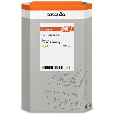 Prindo, Cartouche d'impression, compatible avec Canon PFI-102y (Y) Prindo, Cartouche d'impression, compatible avec Canon PFI-102y (Y)