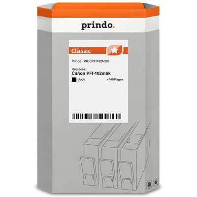 Prindo, Cartouche d'impression, compatible avec Canon PFI-102mbk (CF) Prindo, Cartouche d'impression, compatible avec Canon PFI-102mbk (CF)