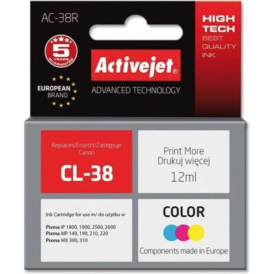Activejet, Cartouche d'impression, pour Canon CL-38 (C, M, Y) Activejet, Cartouche d'impression, pour Canon CL-38 (C, M, Y)