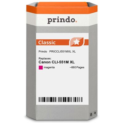 Prindo, Cartouche d'impression, compatible avec Canon CLI-551M (M) Prindo, Cartouche d'impression, compatible avec Canon CLI-551M (M)