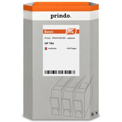 Prindo, Cartouche d'impression, compatible avec HP 78d plusieurs couleurs Prindo, Cartouche d'impression, compatible avec HP 78d plusieurs couleurs