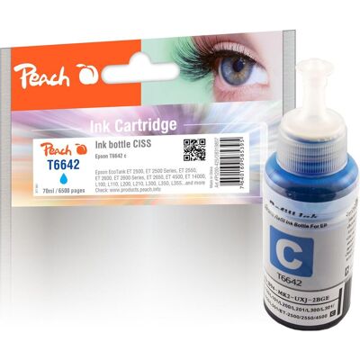 Peach, Cartouche d'impression, Encre Epson T6642 cyan (C) Peach, Cartouche d'impression, Encre Epson T6642 cyan (C)