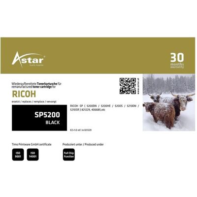 Astar, Toner, AS20425 Cartouche RICOH SP2500 SP noire reconditionnée, 25 000 pages, puce Astar, Toner, AS20425 Cartouche RICOH SP2500 SP noire reconditionnée, 25 000 pages, puce