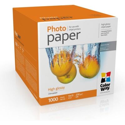 Colorway Office supplies High Glossy Photo Paper, 230g/m, 10x15, 1000pcs. (230 g/m², 10x15), Papier photo Colorway Office supplies High Glossy Photo Paper, 230g/m, 10x15, 1000pcs. (230 g/m², 10x15), Papier photo
