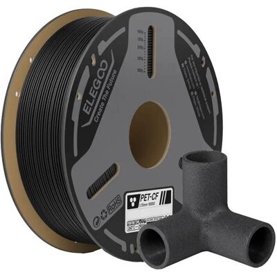 Elegoo PETG-CF filament (black) (PETG, 500 g), Filament 3D, Noir Elegoo PETG-CF filament (black) (PETG, 500 g), Filament 3D, Noir
