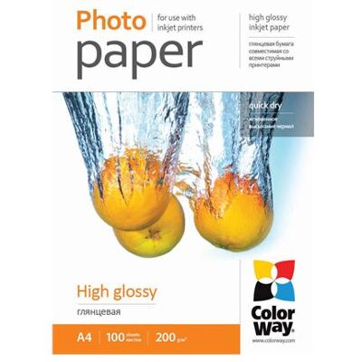 Colorway High Glossy (200 g/m², A4, 100 pcs), Papier photo, Blanc Colorway High Glossy (200 g/m², A4, 100 pcs), Papier photo, Blanc