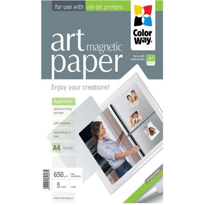 Colorway Papier photo / ART mat « magnétique » 650 g/m², format A4 / 5 feuilles (A4, 5 pcs), Papier photo, Blanc Colorway Papier photo / ART mat « magnétique » 650 g/m², format A4 / 5 feuilles (A4, 5 pcs), Papier photo, Blanc