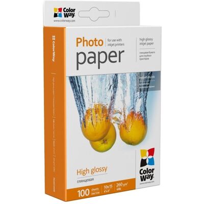 Colorway PG2601004R 10 x 15 cm (260 g/m², 10 x 15 cm, 100 pcs), Papier photo, Blanc Colorway PG2601004R 10 x 15 cm (260 g/m², 10 x 15 cm, 100 pcs), Papier photo, Blanc