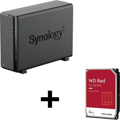 Synology DiskStation DS124 Serveur NAS 1 baie boîtier vide + 1x WD Red SATA 3.5"" HDD 4TB disque dur (1 x 4 To, WD Red), NAS, Noir Synology DiskStation DS124 Serveur NAS 1 baie boîtier vide + 1x WD Red SATA 3.5"" HDD 4TB disque dur (1 x 4 To, WD Red), NAS, Noir