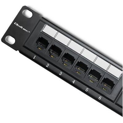 Qoltec 54474 Panneau de brassage RACK 24 ports, Serveur : accessoires, Noir Qoltec 54474 Panneau de brassage RACK 24 ports, Serveur : accessoires, Noir