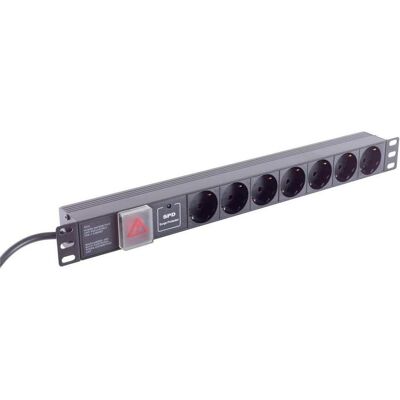 Helos 48,30cm (19"") Prises multiples PROFESSIONAL, 7x, noir, 2,0m, avec interrupteur 48,30cm (19"") PDU, Accessoire ASI Helos 48,30cm (19"") Prises multiples PROFESSIONAL, 7x, noir, 2,0m, avec interrupteur 48,30cm (19"") PDU, Accessoire ASI