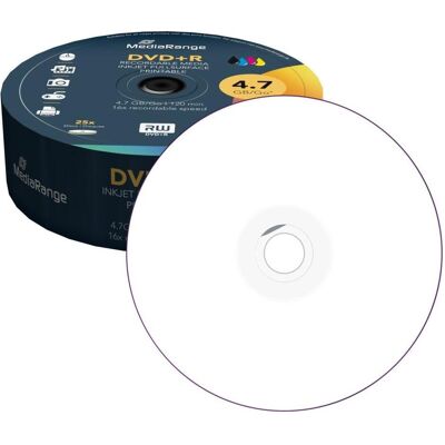 MediaRange DVD+R 4,7 Go, 25 broches (25x), Support de données optiques MediaRange DVD+R 4,7 Go, 25 broches (25x), Support de données optiques