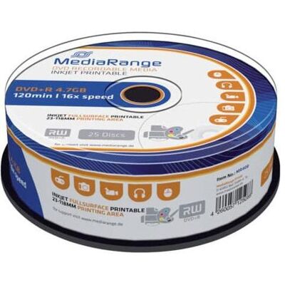 MediaRange DVD+R 4,7 Go, 25 broches (25x), Support de données optiques MediaRange DVD+R 4,7 Go, 25 broches (25x), Support de données optiques