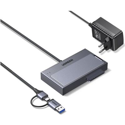 Ugreen - M.2 NVMe & SATA SSD Enclosure D320 (75621EU) - USB 3.2 10Gbps, USB-A/C, 0.5m - Grey (M.2), Boîtier pour disques durs, Gris Ugreen - M.2 NVMe & SATA SSD Enclosure D320 (75621EU) - USB 3.2 10Gbps, USB-A/C, 0.5m - Grey (M.2), Boîtier pour disques durs, Gris